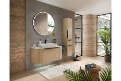 Serie 7200 von Pelipal - Badezimmer in Linea Eiche mit Rillenprofil